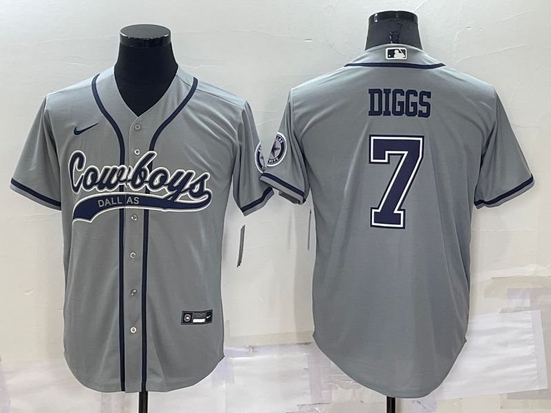 Men Dallas Cowboys #7 Diggs Grey Nike Co branded Jersey->dallas cowboys->NFL Jersey